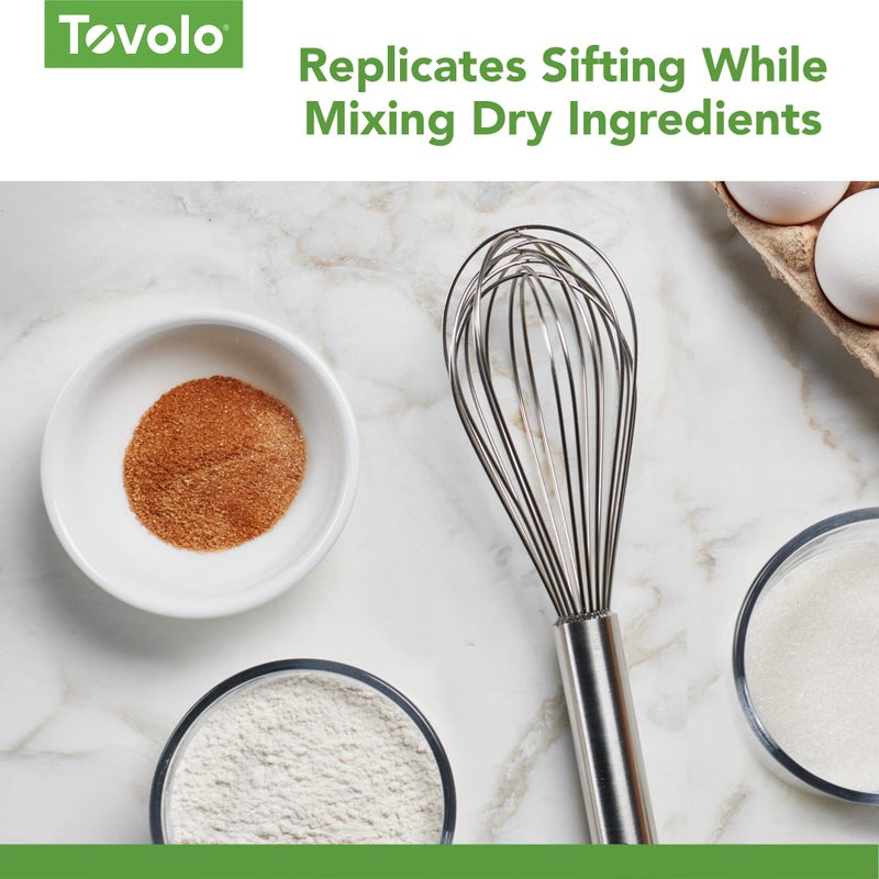 Tovolo Stainless Steel Whisk 9 Inch Heavy Duty Metal Whisker for Cooking Baking Blending Mixing Stirring Whipping Whisking Egg Beating, Dishwasher Safe Multi Function Classic French Wire Whisk - Image 5